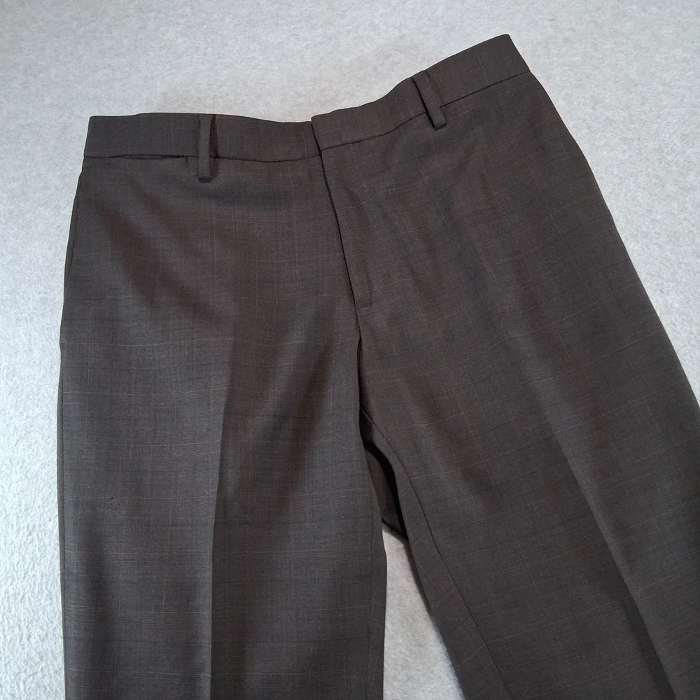 Banana Republic Dress Pants Mens 32/30 Brown Classic Fit Wool Blend Plaid